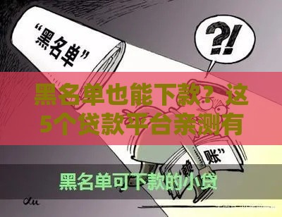 黑名单也能下款？这5个贷款平台亲测有效，急用钱速看！