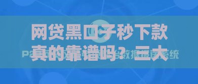 网贷黑口子秒下款真的靠谱吗？三大风险你必须知道