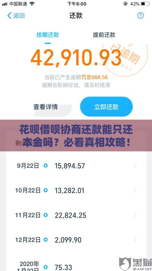 花呗借呗协商还款能只还本金吗？必看真相攻略！
