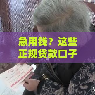 急用钱？这些正规贷款口子别错过！