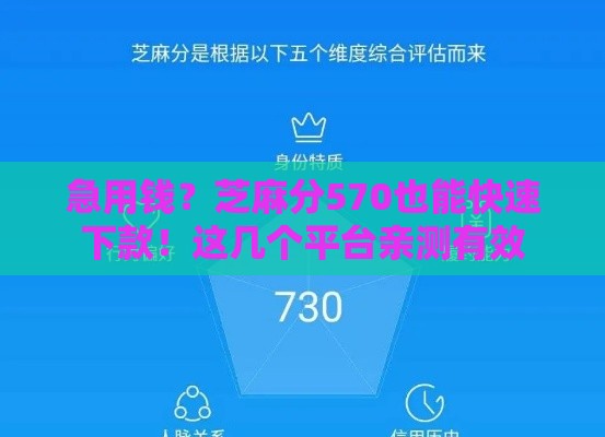 急用钱？芝麻分570也能快速下款！这几个平台亲测有效