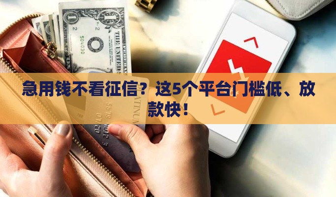 急用钱不看征信？这5个平台门槛低、放款快！