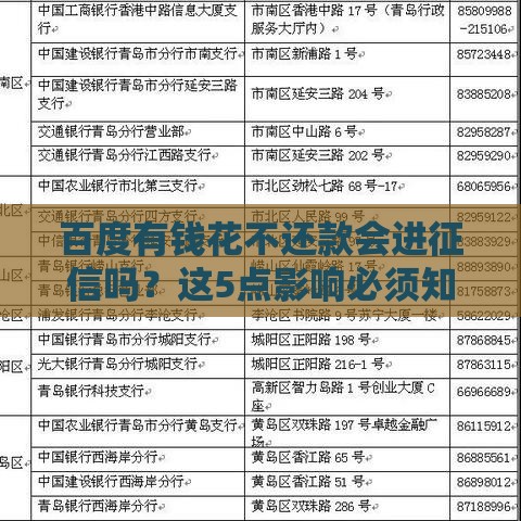 百度有钱花不还款会进征信吗？这5点影响必须知道