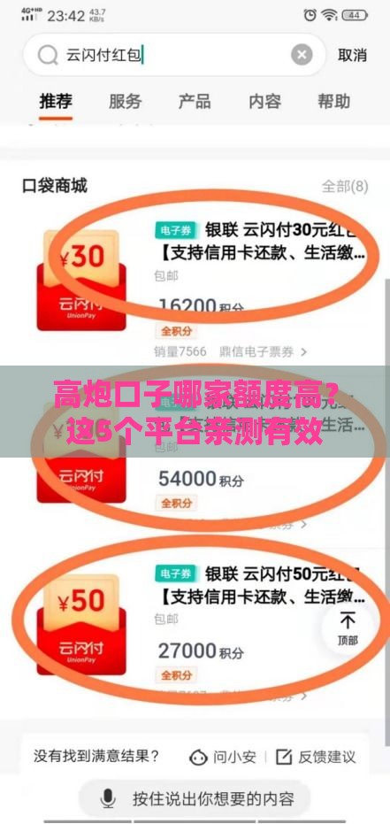 高炮口子哪家额度高？这5个平台亲测有效