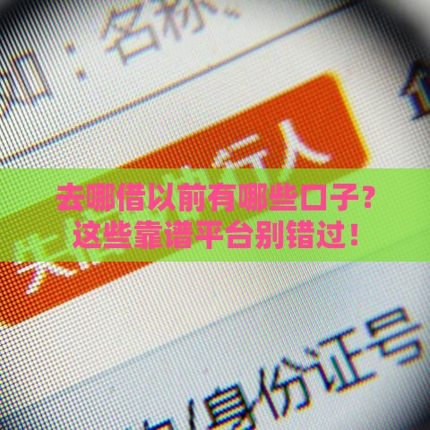 去哪借以前有哪些口子？这些靠谱平台别错过！