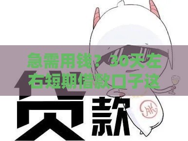 急需用钱？30天左右短期借款口子这样选最靠谱