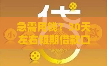 急需用钱？30天左右短期借款口子这样选最靠谱