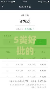 5类好批的贷款口子真实测评