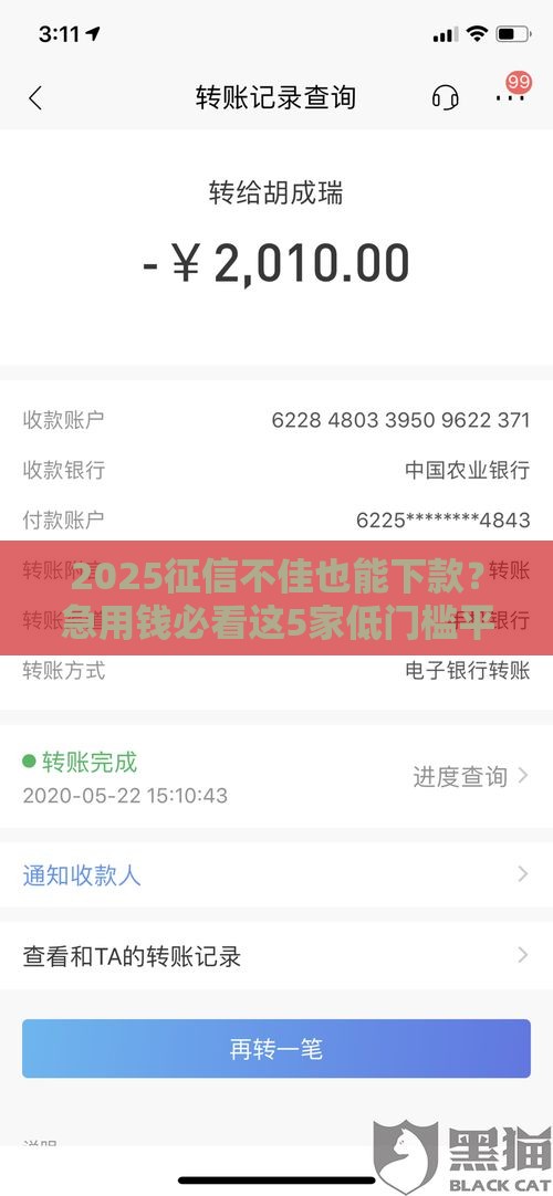 2025征信不佳也能下款？急用钱必看这5家低门槛平台