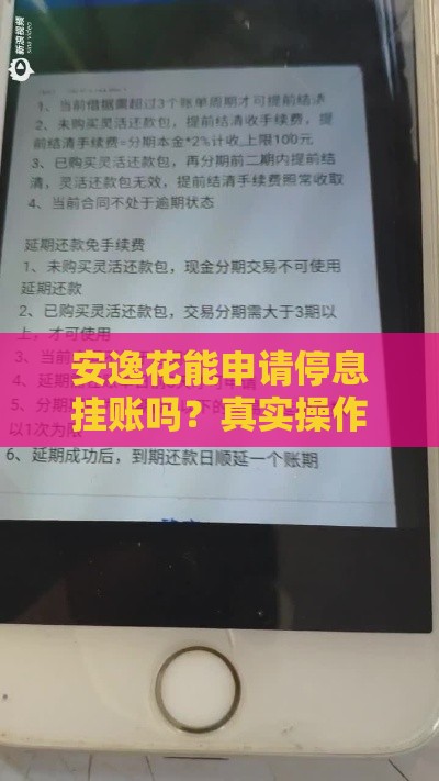 安逸花能申请停息挂账吗？真实操作步骤+避坑指南解析