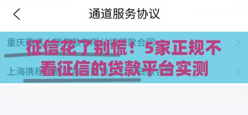征信花了别慌！5家正规不看征信的贷款平台实测