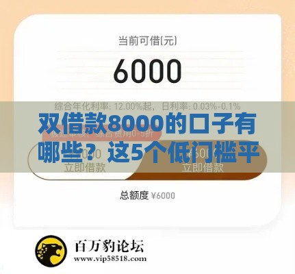 双借款8000的口子有哪些？这5个低门槛平台快速到账！