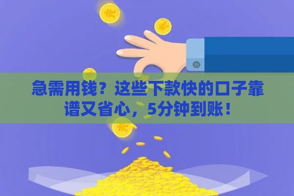 急需用钱？这些下款快的口子靠谱又省心，5分钟到账！