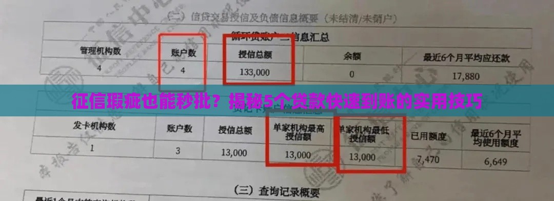 征信瑕疵也能秒批？揭秘5个贷款快速到账的实用技巧