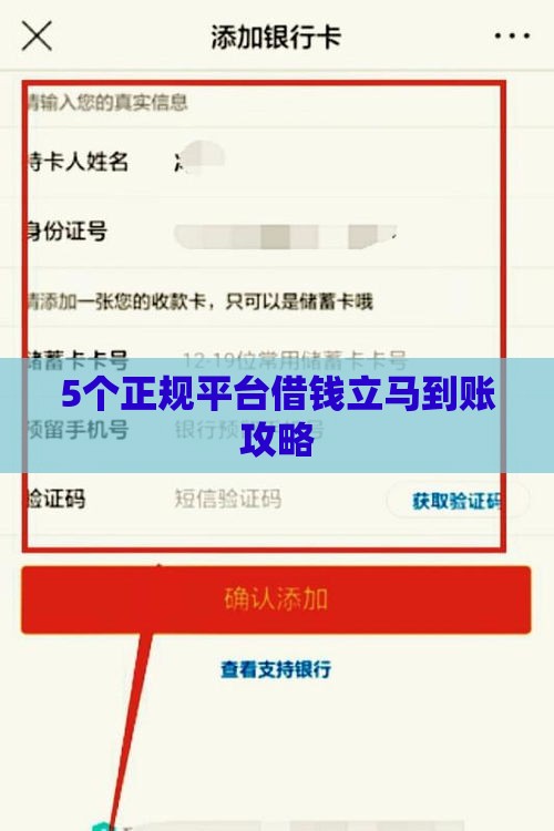 5个正规平台借钱立马到账攻略
