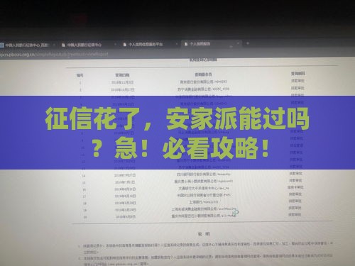 征信花了，安家派能过吗？急！必看攻略！