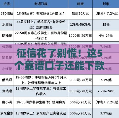 征信花了别慌！这5个靠谱口子还能下款