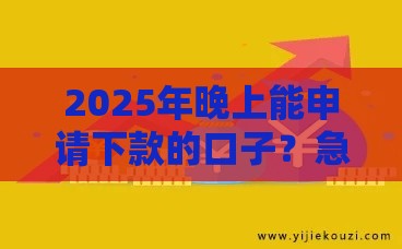2025年晚上能申请下款的口子？急用钱必看实测！