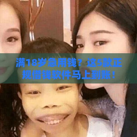 满18岁急用钱？这5款正规借钱软件马上到账！