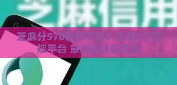 芝麻分570能秒下款？实测5个正规平台 急用钱速看攻略