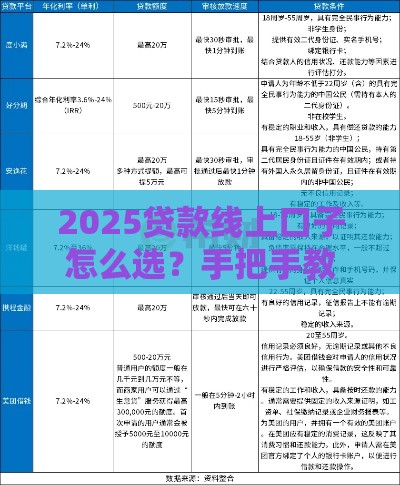 2025贷款线上口子怎么选？手把手教你避坑攻略