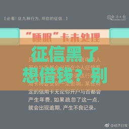 征信黑了想借钱？别慌！试试这些补救贷款攻略