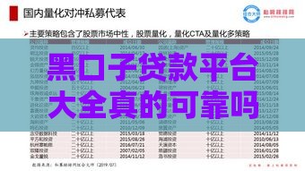 黑口子贷款平台大全真的可靠吗？一文揭秘背后的风险与真相！