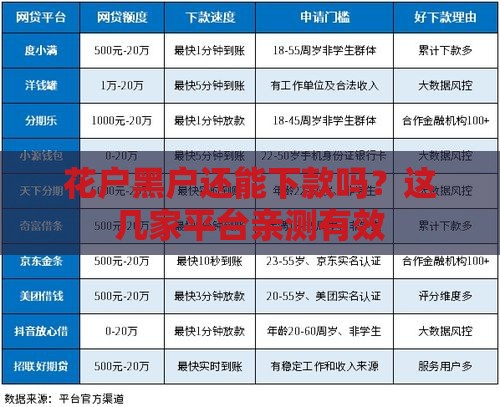 花户黑户还能下款吗？这几家平台亲测有效