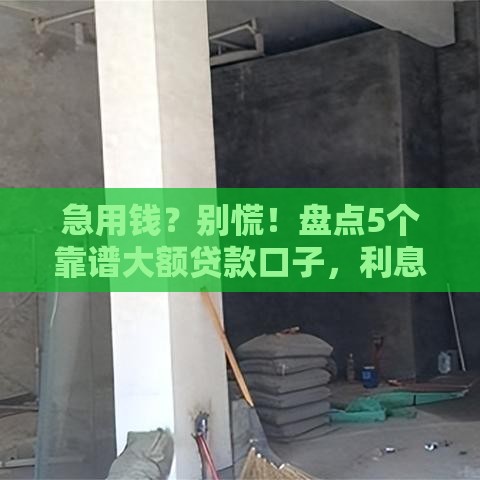 急用钱？别慌！盘点5个靠谱大额贷款口子，利息低到惊！