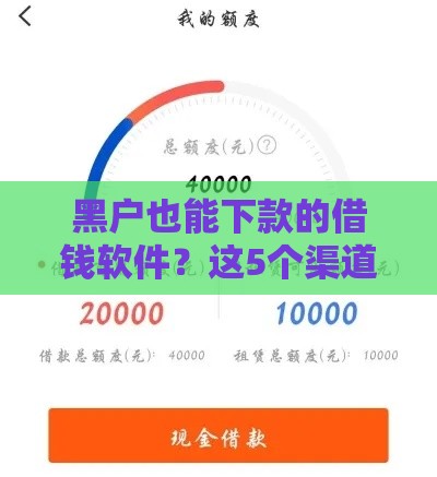 黑户也能下款的借钱软件？这5个渠道亲测有效