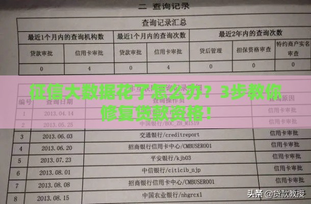 征信大数据花了怎么办？3步教你修复贷款资格！