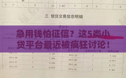 急用钱怕征信？这5类小贷平台最近被疯狂讨论！