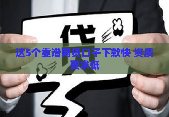 这5个靠谱网贷口子下款快 资质要求低
