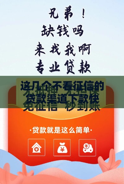这几个不看征信的贷款渠道下款快