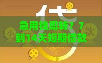 急用钱周转？7到14天短期借款攻略，这几个渠道真靠谱！