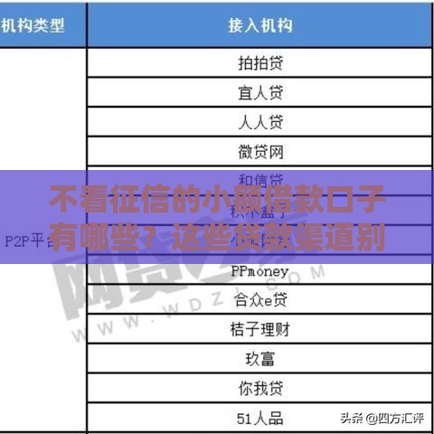 不看征信的小额借款口子有哪些？这些贷款渠道别错过