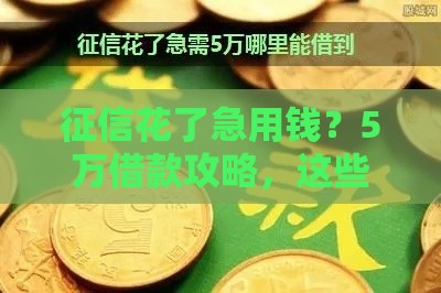 征信花了急用钱？5万借款攻略，这些方法亲测有效！