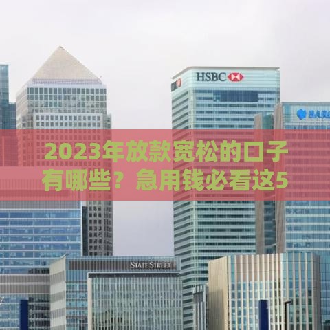 2023年放款宽松的口子有哪些？急用钱必看这5大靠谱渠道！