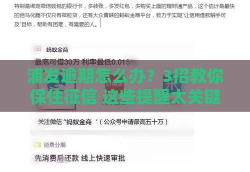 浦发逾期怎么办？3招教你保住征信 这些提醒太关键！