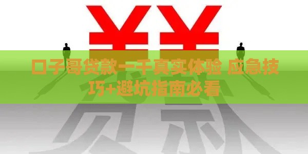 口子哥贷款一千真实体验 应急技巧+避坑指南必看