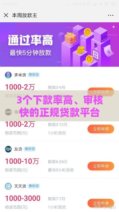 3个下款率高、审核快的正规贷款平台推荐