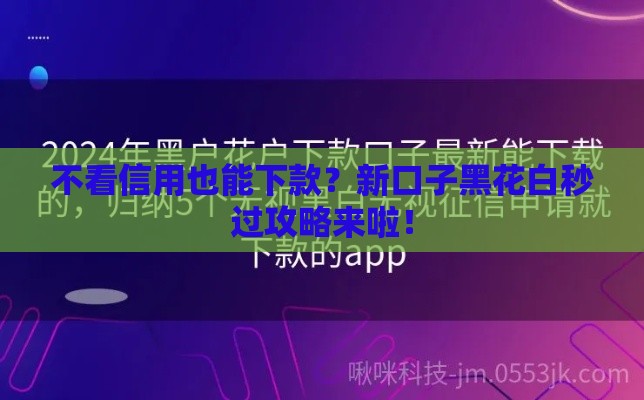 不看信用也能下款?新口子黑花白秒过攻略来啦! 不看信用也能下款?新口子黑花白秒过攻略来啦!