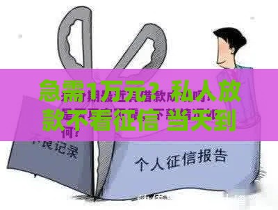 急需1万元？私人放款不看征信 当天到账真实经验分享