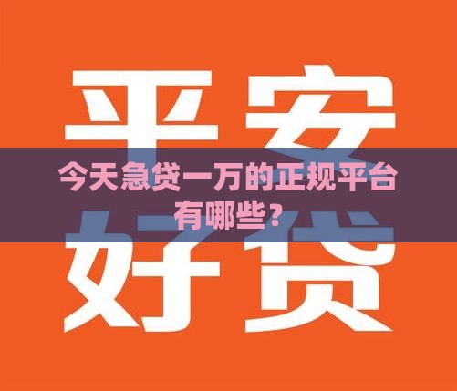 今天急贷一万的正规平台有哪些？