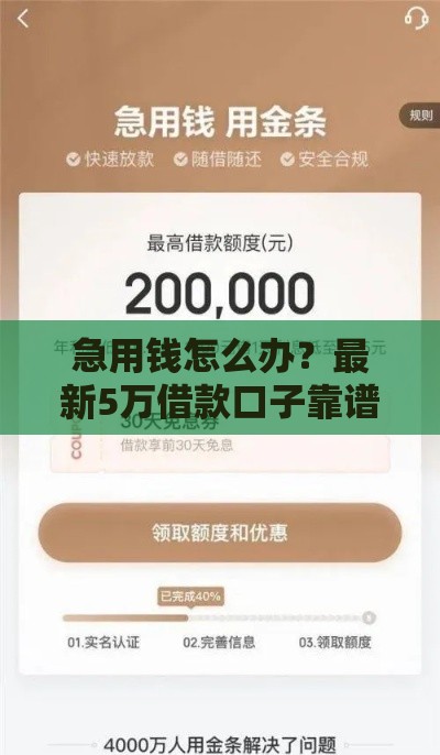 急用钱怎么办？最新5万借款口子靠谱渠道盘点！