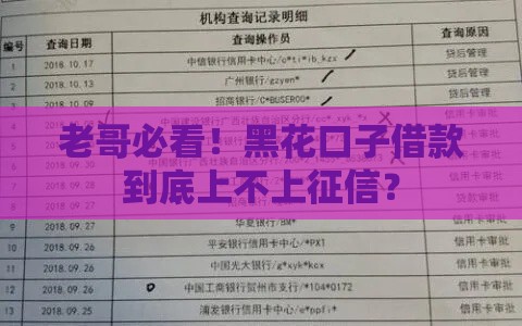 老哥必看！黑花口子借款到底上不上征信？