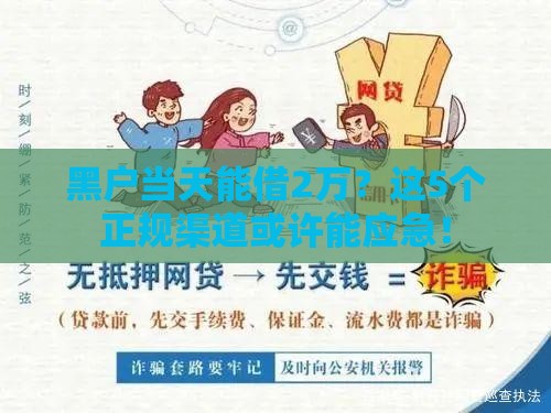 黑户当天能借2万？这5个正规渠道或许能应急！