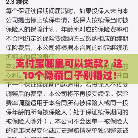 支付宝哪里可以贷款？这10个隐藏口子别错过！