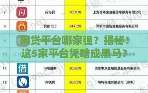 网贷平台哪家强？揭秘！这5家平台凭啥成黑马？
