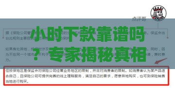 小时下款靠谱吗？专家揭秘真相，这些坑千万别踩！